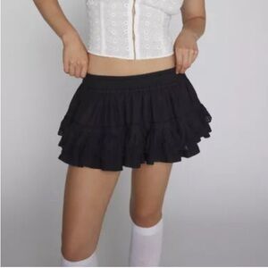 Black tiered ruffled eyelet skirt
